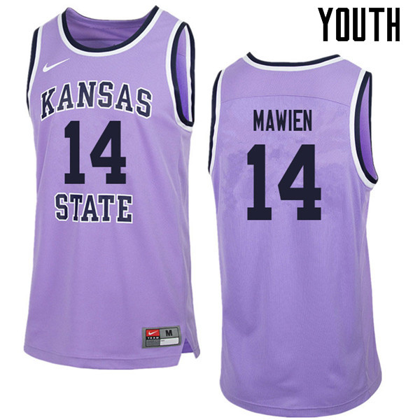 Youth #14 Makol Mawien Kansas State Wildcats College Retro Basketball Jerseys Sale-Purple - Click Image to Close